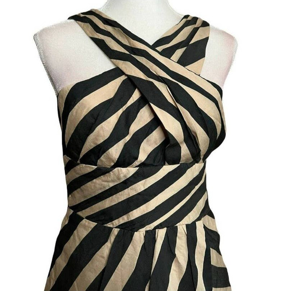 NWT Anthropologie LeifsDottir Macaw Sexy Crossover Mini Dress Black Tan10 - Picture 5 of 12